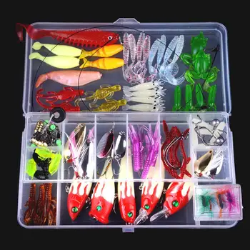 

100pcs/set Fishing Lures Spinners Plugs Spoons Soft Bait Pike Trout Salmon+Box Outdoor Set Fishing Accessories