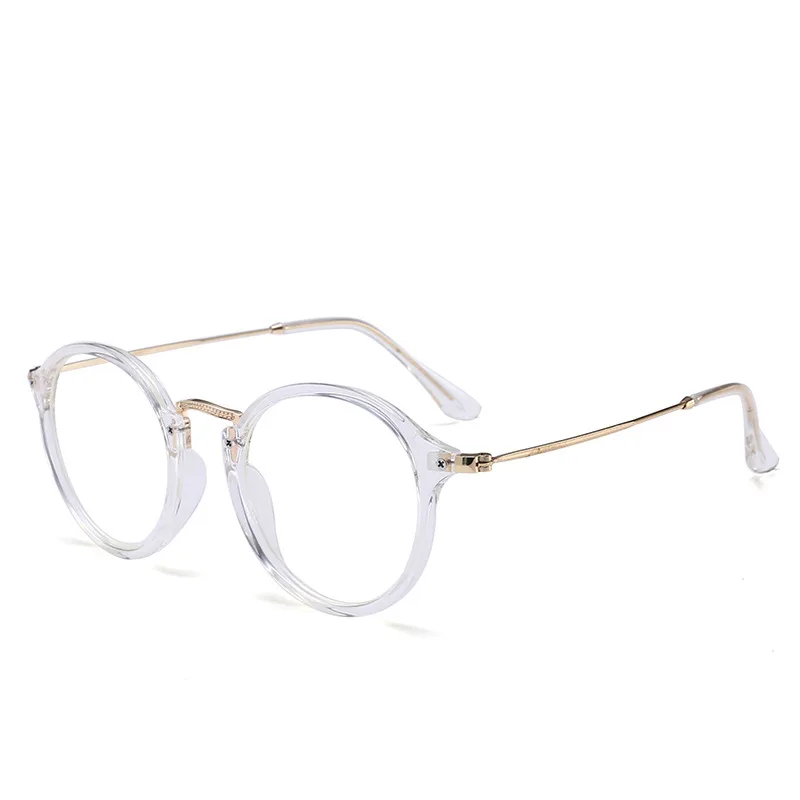 Yoovos, оправа для очков, синий светильник, женские очки, прозрачные компьютерные очки, круглая оправа для очков,, оптическая оправа, прозрачная - Цвет оправы: Transparent