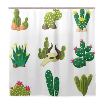 

Unique Shower Curtain Flowers Mexican South Desert Print Eco-Friendly with 12 Hooks in Bathroom W72 xH72