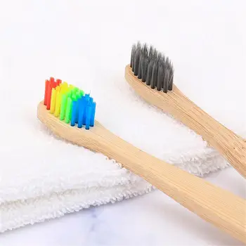 

5pcs Environmental Bamboo Charcoal Toothbrush For Oral Health Low Carbon Medium Soft Bristle Wood Handle Toothbrush