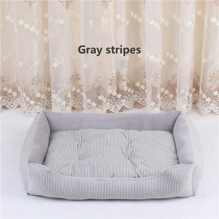Gray stripes Кровати для больших собак, гнездо для больших собак, диван S до XXXL, питомник для домашних животных, моющийся съемный диван для домашних животных, кровать для собак, большой коврик для собак - Цвет: Gray stripes