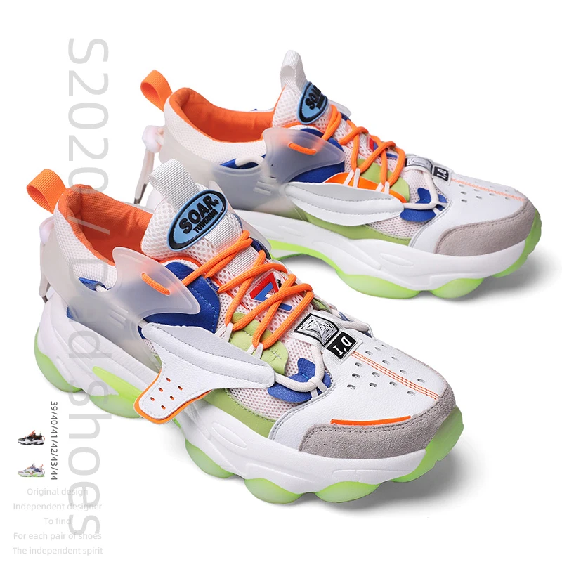 

2020 Spring Autumn Fashion men casual shoes Multi-color splicing mens sneakers casual bteathable shoes White black Dad Shoes