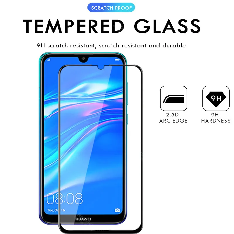 2 шт. закаленное стекло для huawei y7 pro 2019 flim hauweii y 7pro 7 Защитная безопасная стеклянная