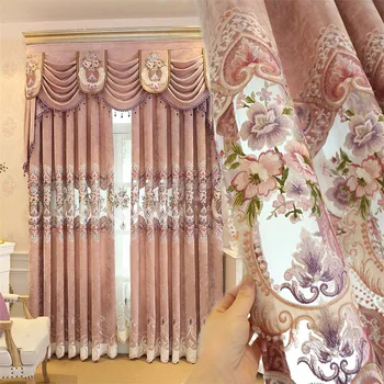 

European Romantic Flowers Embroidered Curtains For Living Room Bedroom Window Blind Drapes Wedding Luxury Home Decor