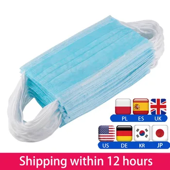 

Disposable Masks 2/100 pcs Mouth Mask 3-Ply Anti-Dust Nonwoven Elastic Earloop Salon Mouth Face Masks