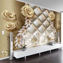 На заказ любой размер Настенные обои 3D стерео золотые украшения цветы булочка настенная живопись Роскошный домашний декор обои для стен