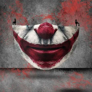 

Halloween Funny Joker Face Print Masks Washable Fabric Masks Adult Face Cover Cospaly Party Reusable Face Pad Activated Carbon