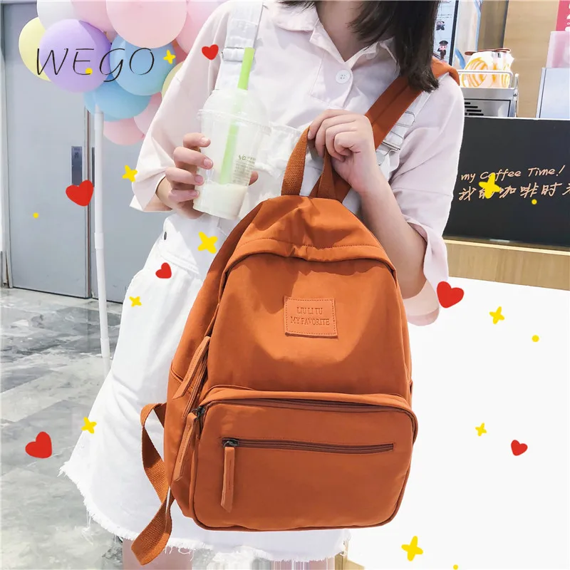 

Студенческая сумка, нейлоновый водонепроницаемый износостойкий рюкзак для студентов, однотонный рюкзак для девочек и мальчиков в стиле Харадзюку, простой рюкзак на двойном плечо