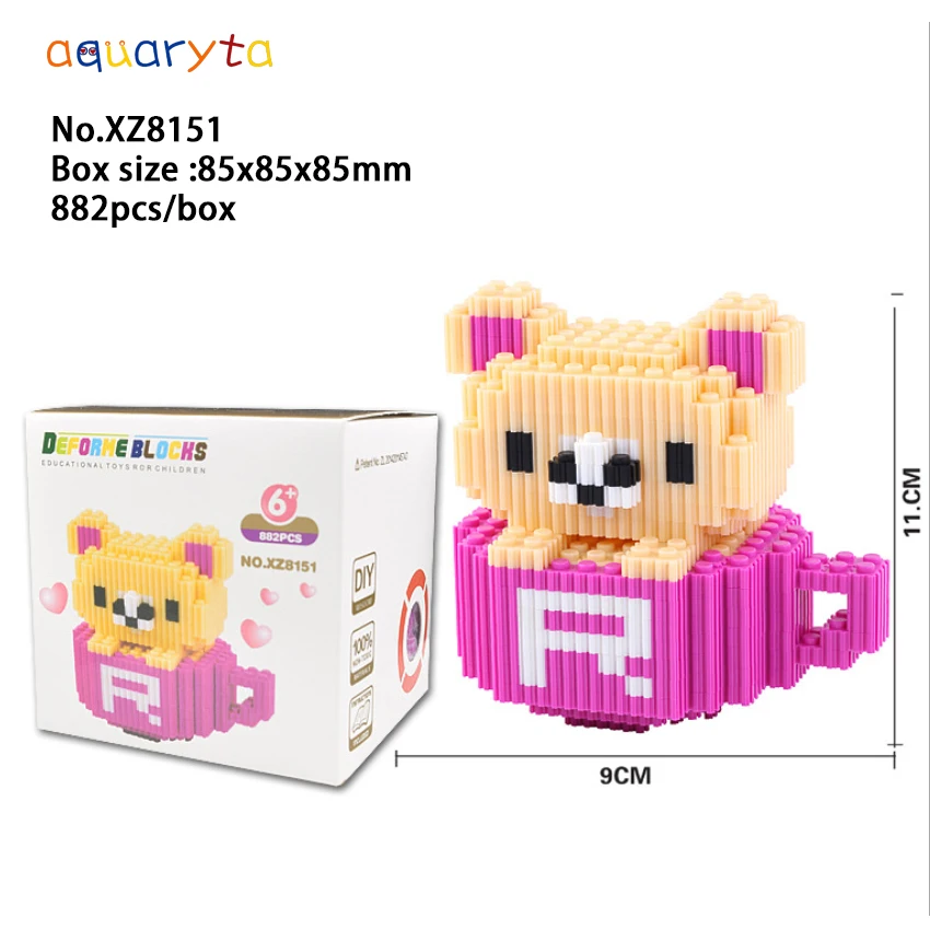 

Aquaryta 882pcs/Box Micro Diamond Particle Gear Building Block Classic Cartoon Movie Game Animal Image Birthday Gift for Girls