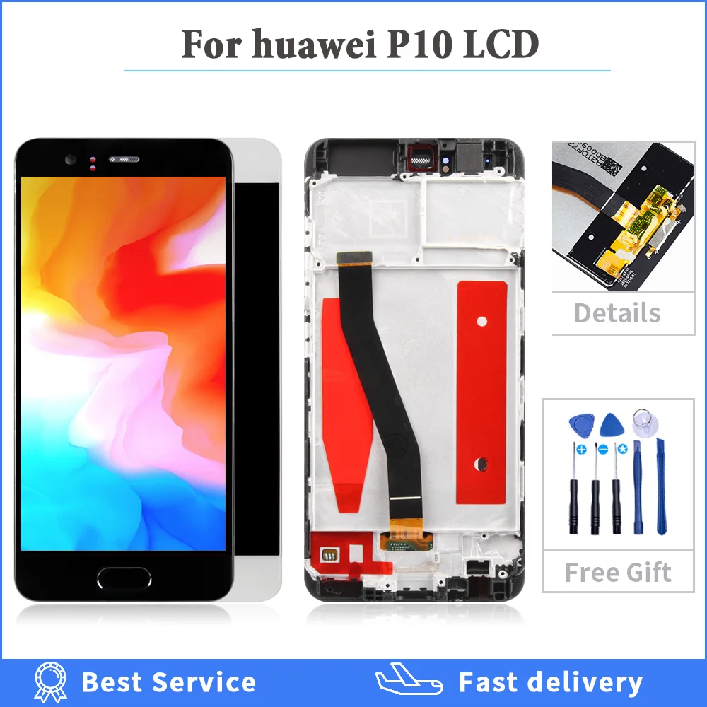 ЖК дисплей для Huawei P10 сенсорный экран дигитайзер в сборе Женский с рамкой|Экраны