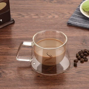 

Double Wall Mug Coffee Mug Heat Insulation Office Mugs Double Coffee Glass Cup Drinkware Milk 200ml Drophipping