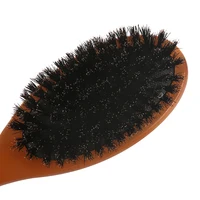 Brosse à cheveux en poils de sanglier naturels, peigne ovale antistatique pour coiffure, peigne coiffant en bois pour femme 3