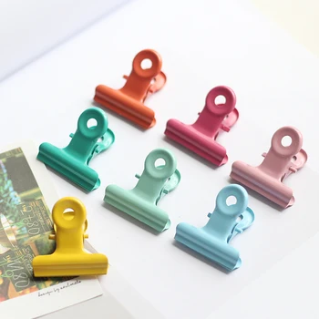 

7pc Colored Pink Clamp For School Creative Bills Receipt Binder c18 Cute Metal Paper Clip Bookmark