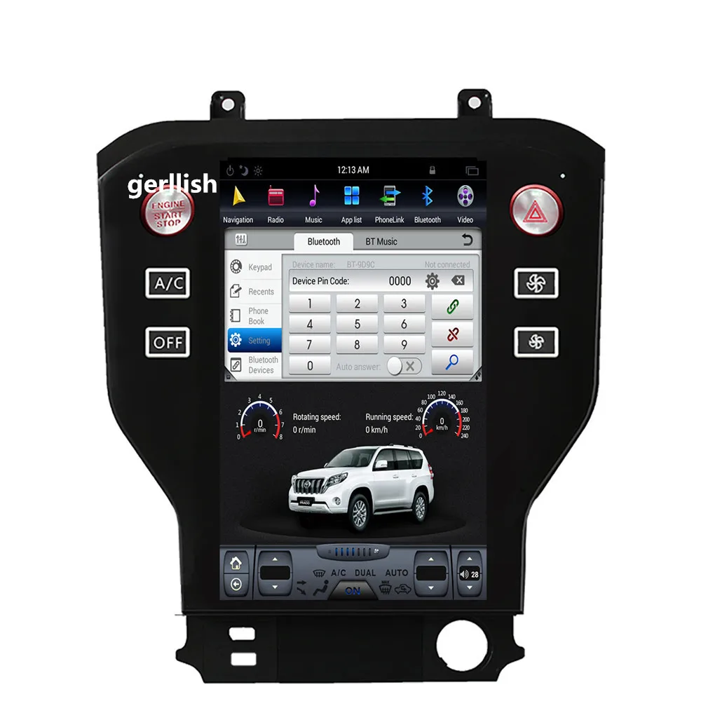 Tesla style 11,8 дюймов android вертикальный автомобильный dvd-плеер с экраном с gps навигацией для Ford Mustang PLus 2013