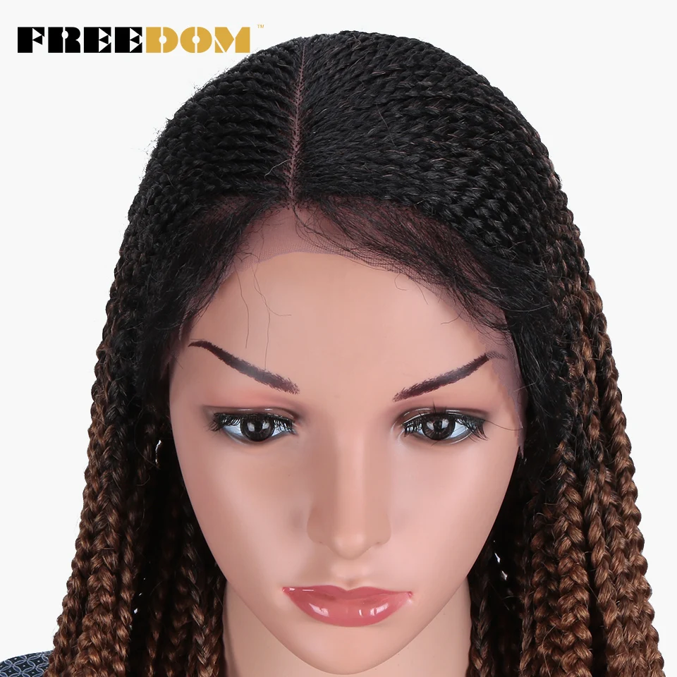 Dianteira do Laço Sintético para Preto Rabo de Cavalo Liberdade Trançado Peruca Feminino Livre Despedida Ombre Marrom Crochê Trança Cabelo Cosplay 13*7 10 Apliques e perucas