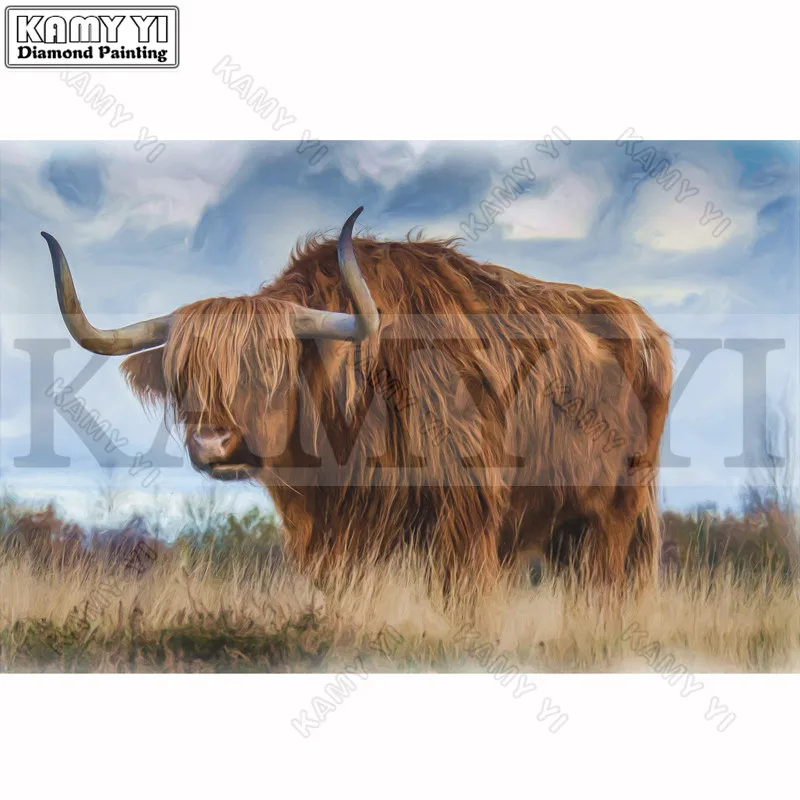5D DIY Diamond Painting &quotYak&quot Embroidery 100% Full Round Cross Stitch Scenery Rhinestone Mosaic Animal Decor | Дом и сад