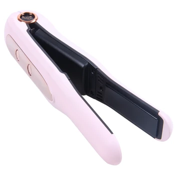 

2 In 1 Mini Wireless Usb Rechargeable Hair Straightener Curler 3D Floating Flat Iron Double Heating Plate Hair Curling