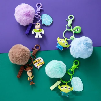 

1 Pc Creative Cartoon Woody Three eyes Fur Ball Keychain Plush KeyChain Bag Pendant Keyring Plush Toys gift