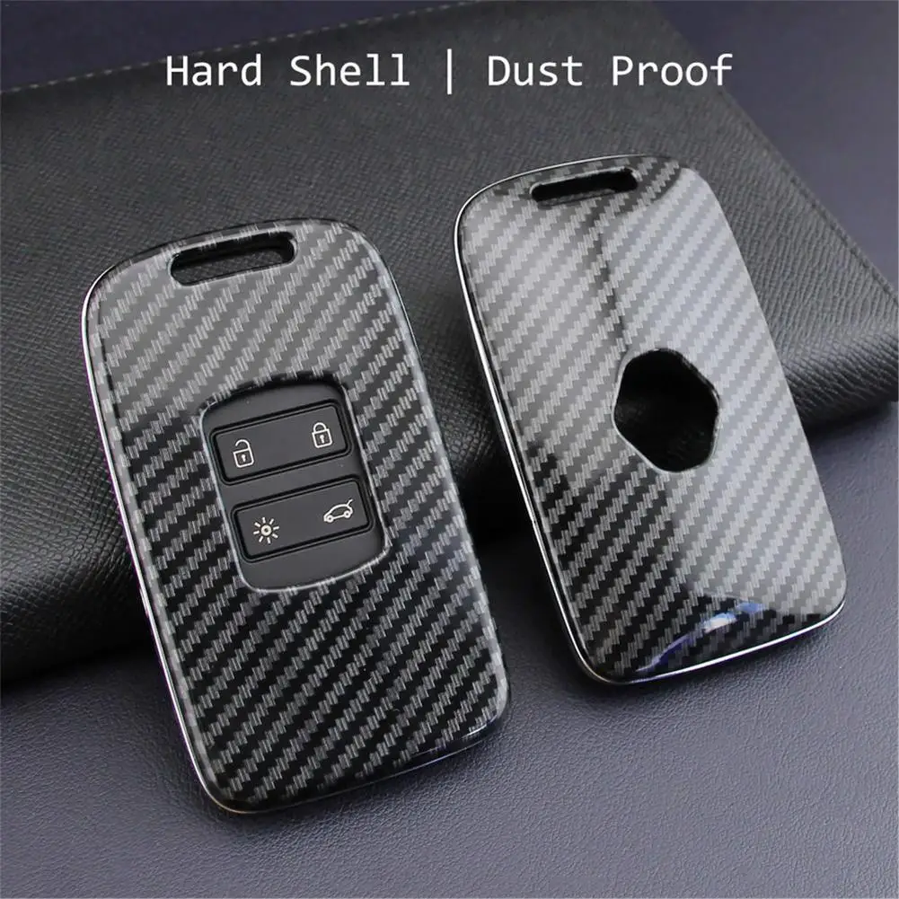 

Carbon Fiber Car Key Case Fob Bag Holder ABS Hard Shell Cover Parts Fit For Renault Koleos Kadjar Megane Car Key Accessories