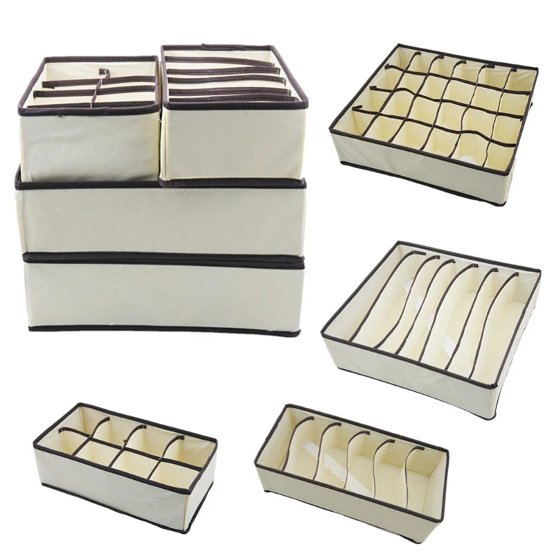 One set(4 pieces) LASPERAL 4 шт. коробки для хранения нижнее белье разделитель ящик с крышкой Шкаф Органайзер Ropa Внутренний органайзер для галстуков Носки Шорты бюстгальтер - Цвет: One set(4 pieces)