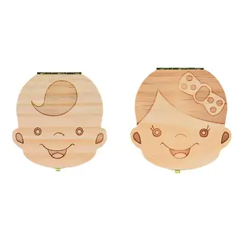 

Fallen Tooth Box Storage English Text Little Boy Girl Wood Case Save Milk Teeth Collection Organizer Holder