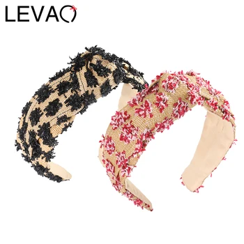 

LEVAO Raffia Flower Grass Headband Braided Hairband Bezel Turban Women Girls Hair Accessories Hair Hoop Headwear Hair Band New