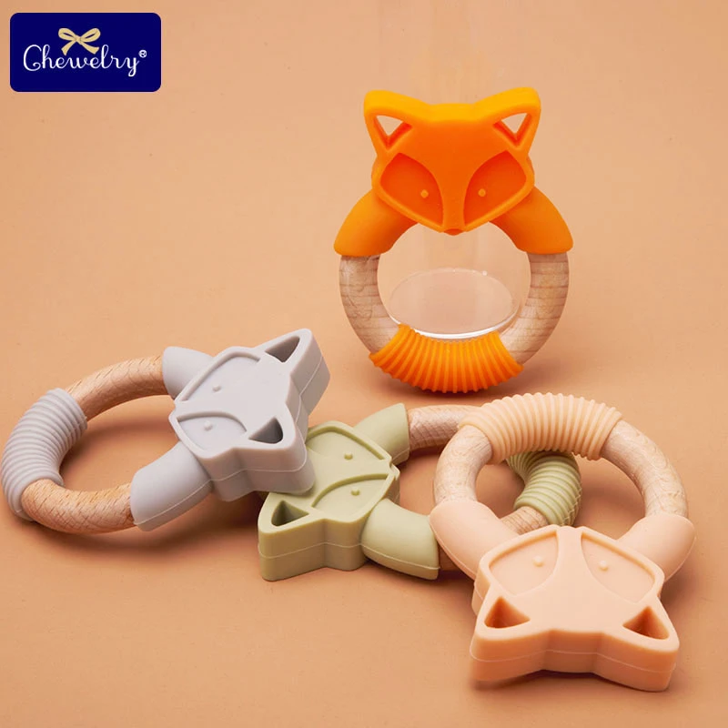 wooden silicone teether