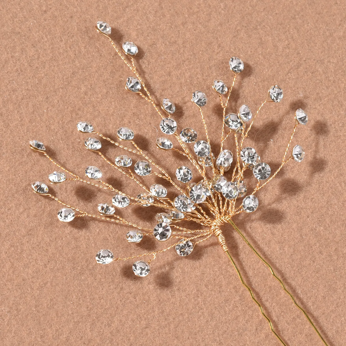 Golden Diamond Hairpin Headdress Comb Back Comb Hair Accessories Bridal Wedding Hair Decoration LL@17