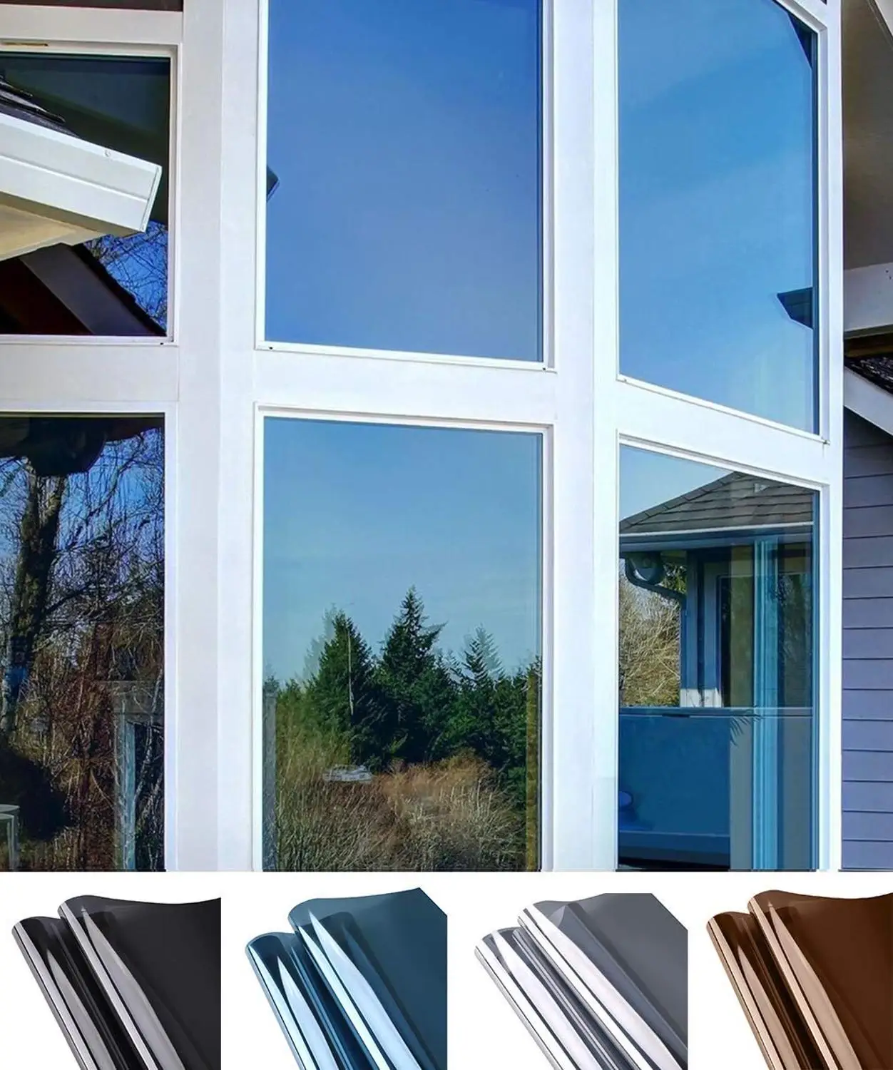 60" x10' Home Window Tint Silver/Black Film Crome Mirror Stop Heat 2ply 05% Dark 