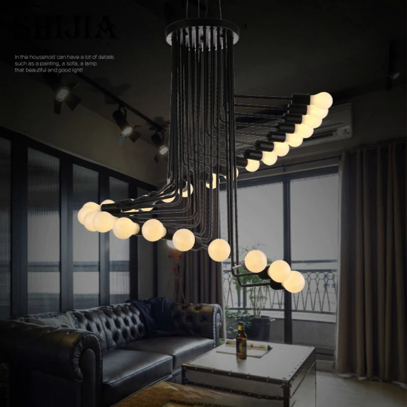 

Creative Retro Multi-head Spiral Staircase Pendant Lighting Decoration For Home Living Room