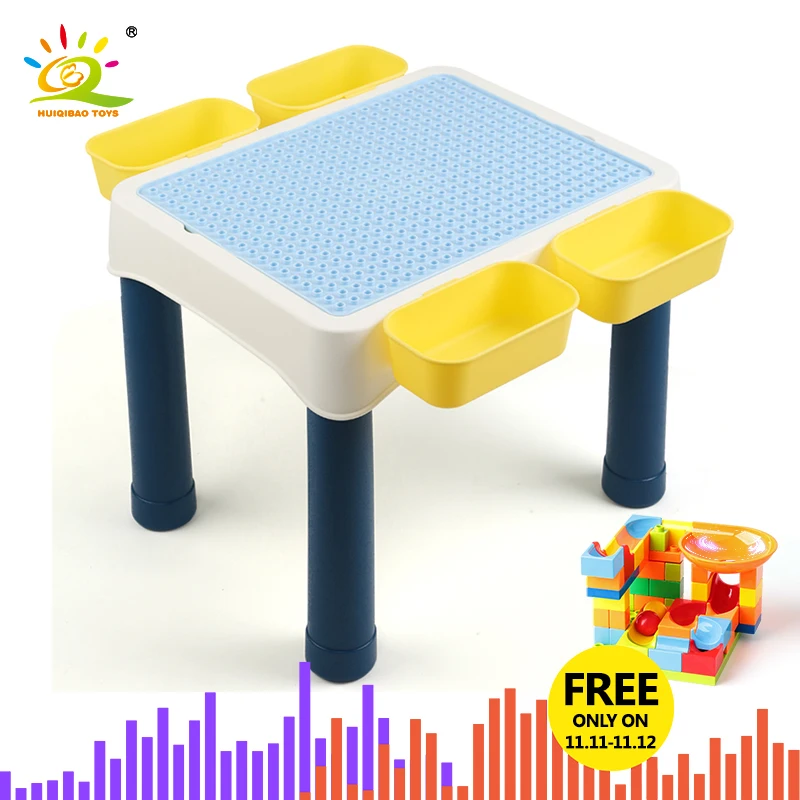 

Multifunction Baby Large Study Desk Building Blocks Learning Table Big Size Brick City Construction Compatible Duploe Toys Child