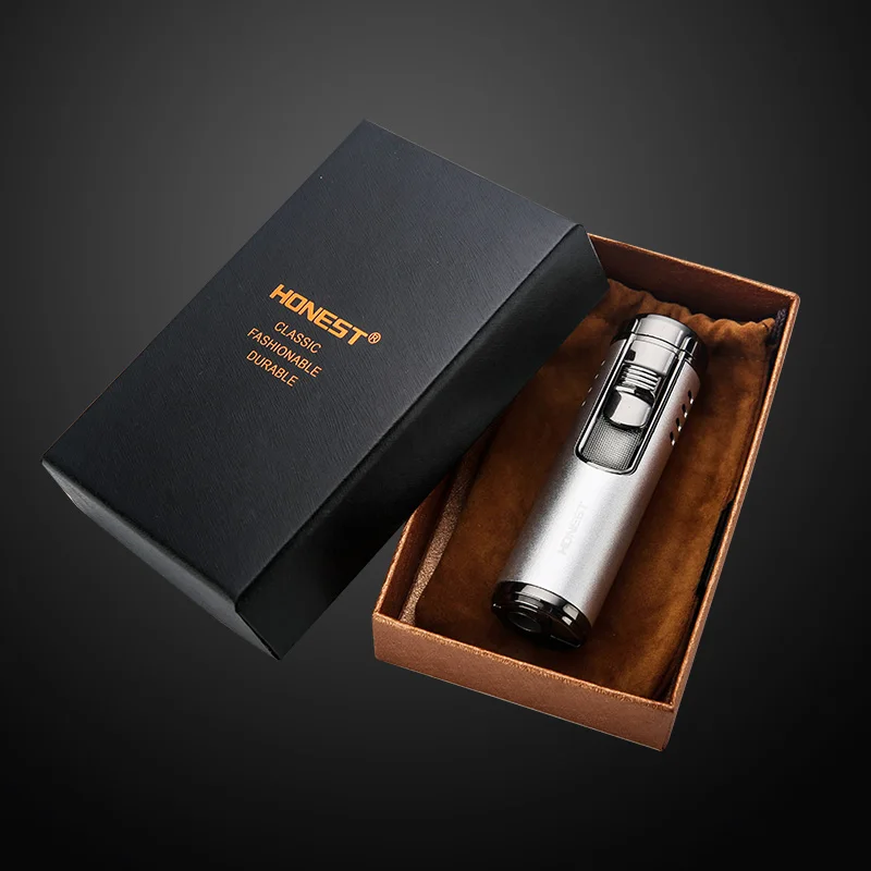 Высококлассная прямая Зажигалка мощное Надувное пламя Ветрозащитный пистолет-распылитель точки сигары, чтобы отправить другу индивидуальный курительный гаджет