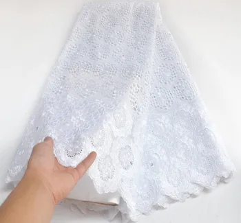 

Hot Sale African Cotton Swiss Voile Lace Fabric High Quality With Stones Swiss Voile Switzerland African Lace Fabric white