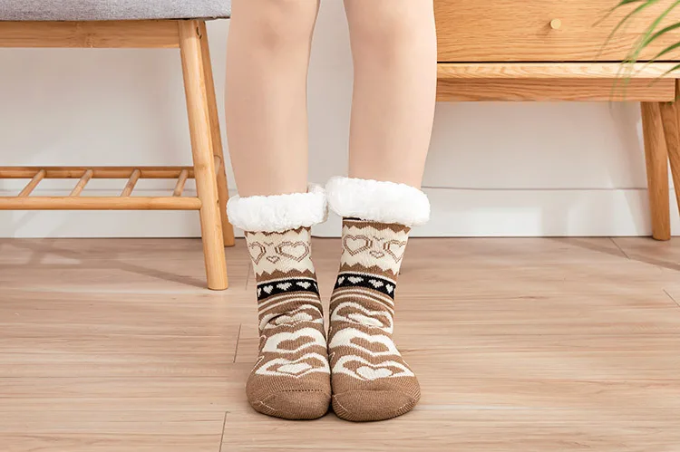 Description Picture 2 of itemFuzzy Thermal Socks Women Winter Funny Cat Dog Sloth Cute Kawaii Non Slip Cartoon Sleeping Soft Comfy Female Floor Slippers Sock