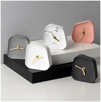 

Nordic Small Table Clock Cute Creative Cement Desk Clock Kids Bedroom Clock Modern Design Reloj De Mesa Chirldren Clocks AC50TC