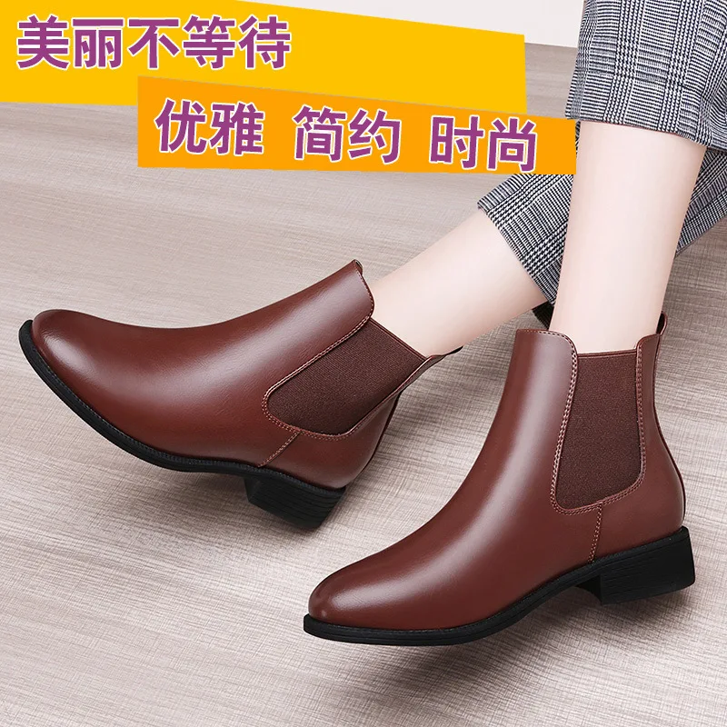 

Short Plush round-Toe Chunky Heel Boots Elastic Band-Style Fashion Boots Waterproof Platform WOMEN'S Shoes Centennial 2091