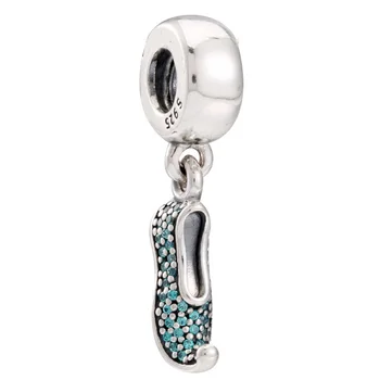 

Authentic 925 Sterling Silver Bead Charm Princess Slipper With Crystal Pendant Beads Fit Pandora Bracelet DIY Jewelry