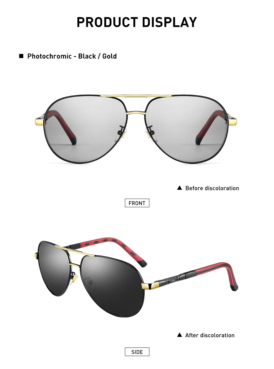 Капони сплав Пилот солнцезащитные очки поляризационные фотохромные очки для мужчин день и ночь бренд дизайнер вождения мужчин тени BS8725