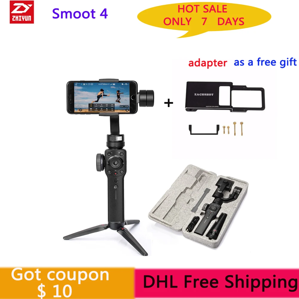  Zhiyun Smooth 4 3-Axis Handheld Gimbal Stabilizer w/Focus Pull & Zoom for iPhone Xs Max Xr X 8 Plus