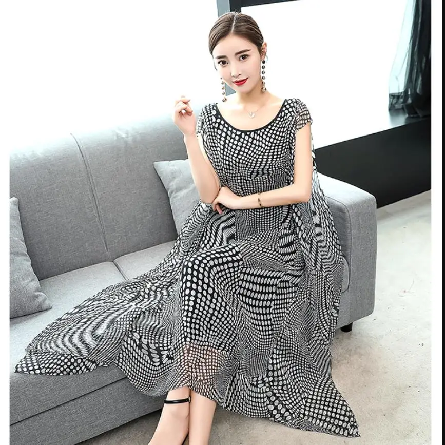 Женское шелковое платье с коротким рукавом классическое элегантное для матери