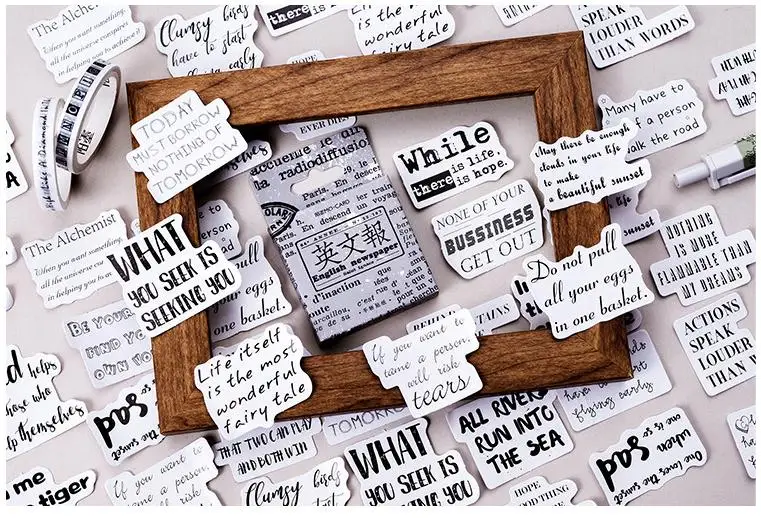 

45 PCs UK newspaper stickers woven scenery paper decorative stickers editor dictionary and register