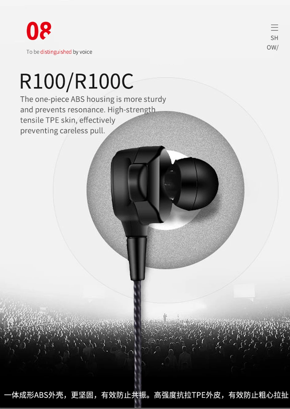 Rillpac R100C Titânio Driver Dinâmico Noise Isolando