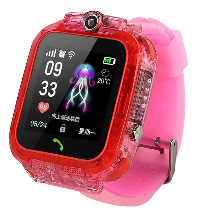 Crystal Pink S12 водонепроницаемые Смарт-часы для детей LBS трекер умные часы SOS Вызов для детей анти потеря монитор детские наручные часы для мальчиков и девочек - Цвет: Crystal Pink