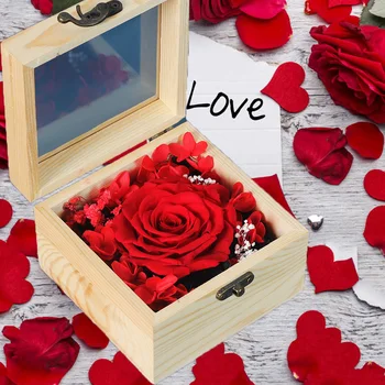

Home Decor Beauty and the Beast Belle Flower Eternal Rose In A Wooden Box For Wedding Party Mother Birthday Valentines Day Gift