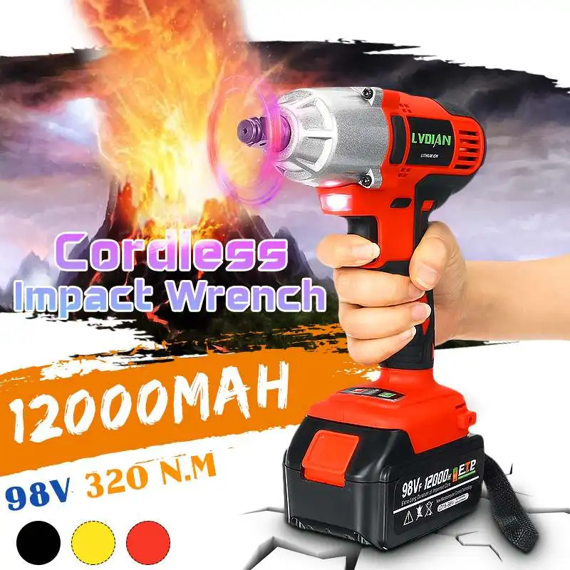 

98VF 320NM Impact Socket Wrench Cordless Electric Wrench 12000mAh Li Battery Hand Drill Screwdriver Installation Power Tools
