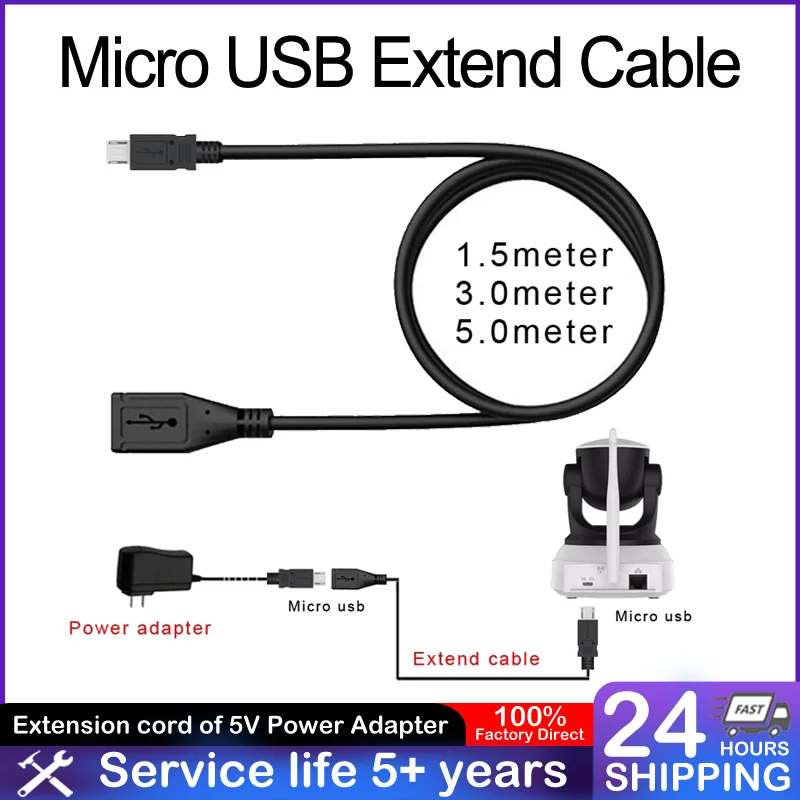 Universal Micro USB Extension Cable 5V2A Power Adapter Micro USB