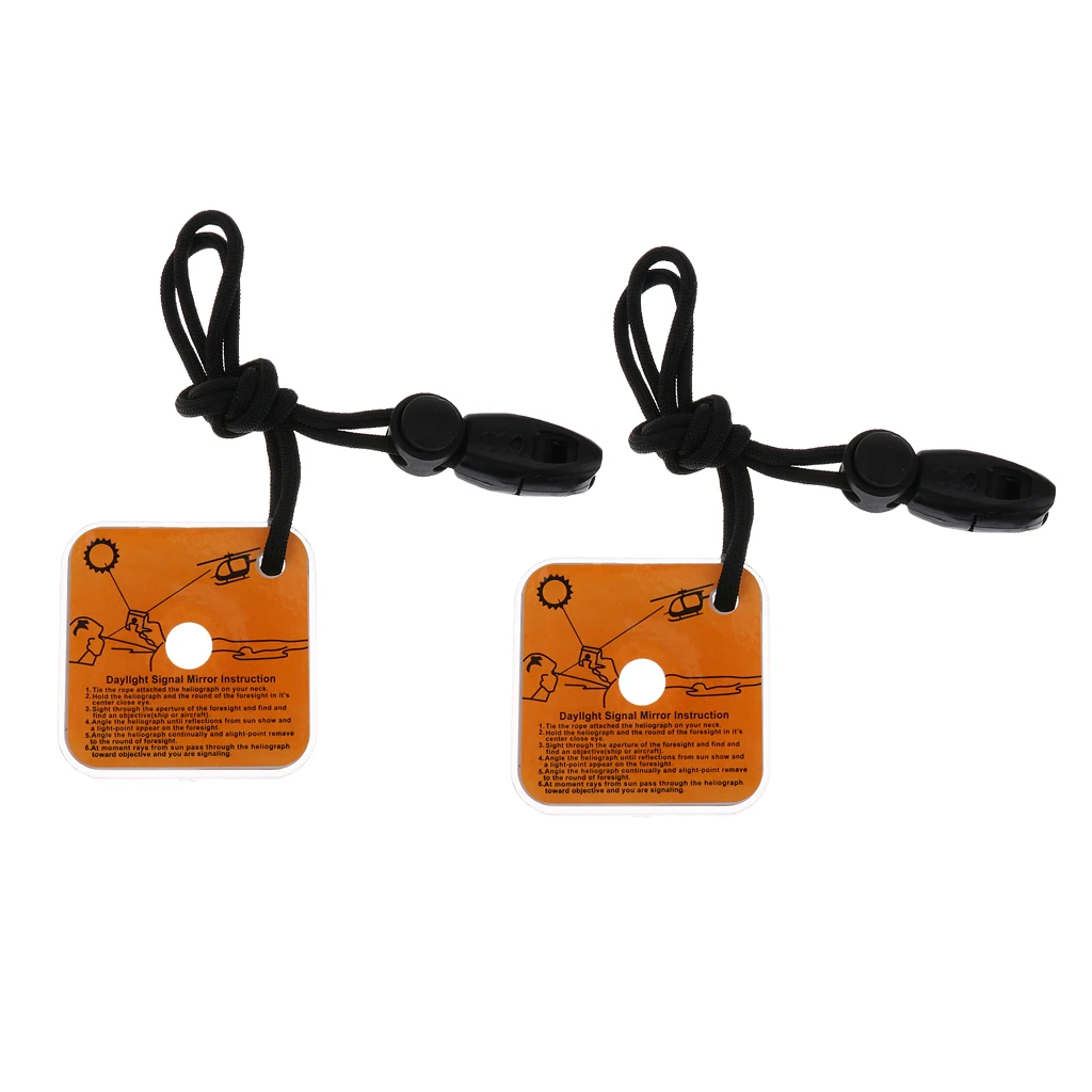 2 Pieces Utility Outdoor Survival Rescue Mirror Practical Emergency Kit Reflective Survival Signal Mirror with Whistle