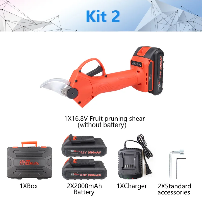 Kit 2 21 в бесщеточный Электрический секатор и перезаряжаемые Электрические садовые ножницы для обрезки изгородей или одиночных кустарников и обхода - Цвет: Kit 2