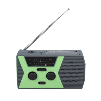 

ABKT-Portable Weather Radio Outdoor Solar Charging Hand Crank Emergency Radio With Led Flashlight Waterproof