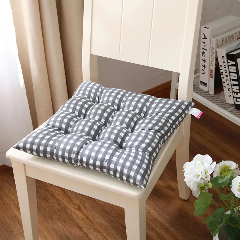 Grey Grid Seat Cushion 40*40cm Student Stool Soft Pad Thicken Dining Chair Mat Cushions Tatami